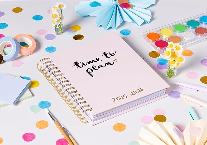 2025-2026 Eccolo Spiral Agenda Planner, Time To Plan, Weekly & Monthly Pages, 18 Months, Sticker Sheets, Inspirational Quotes (7.75 x 8.75, July 2025 - Dec 2026)