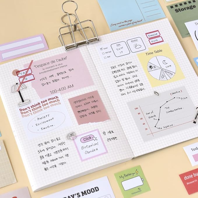 Monolike Today's Record Sticker Pack (102Pcs) - Variety Pack, Journal, Scrapbook, Waterproof, Fancy Sticker