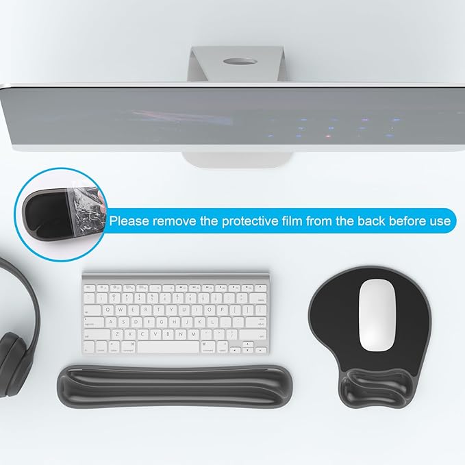 Gel Mouse pad & Keyboard Wrist Rest Set, Ergonomic Keyboard and Mousepad with Wrist Support, Keyboards Wrist Rest, Computer Keyboards Pad, Cooling Gel Black