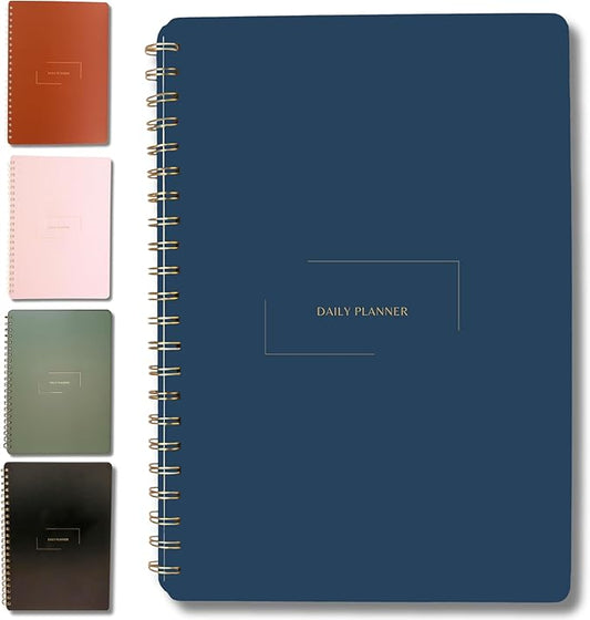 Undated Daily Planner | 8.25” x 11.75” To Do List Notebook | Work Productivity ADHD Organizer | Men and Women Planner | College Supplies | Navy | Portrait Layout