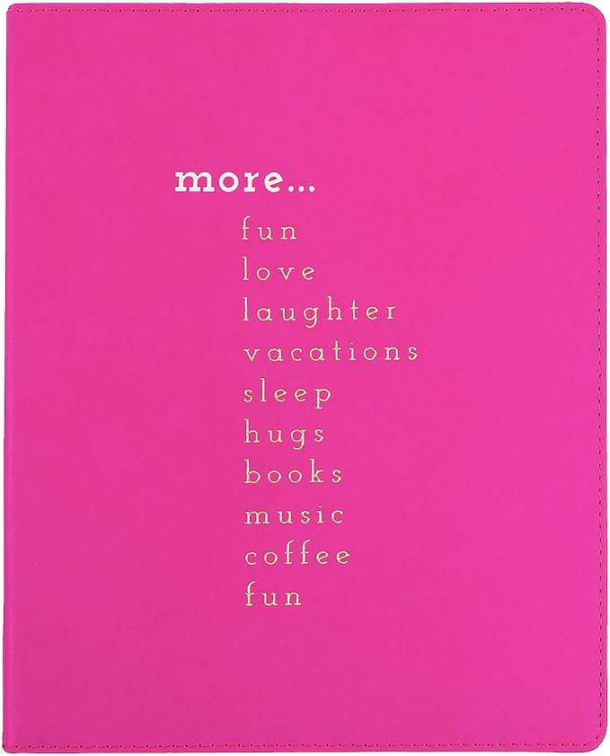 Eccolo Large Lined Journal Notebook, Hardbound Cover, Writing Journal, 256 Ruled White Pages, Ribbon Bookmark, Lay Flat, Desk Size for Work or School, More Fun More Love (Hot Pink, 8x10 inches)