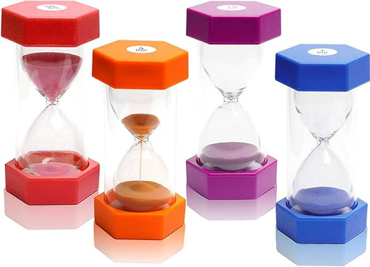 Hourglass Sand Timers Colorful Sandglass Timer Hourglass Set Sand Clock Timer Visual Sandtimer 3/5/10/20 Minutes for Kids Classroom Office Kitchen(4 Pcs)