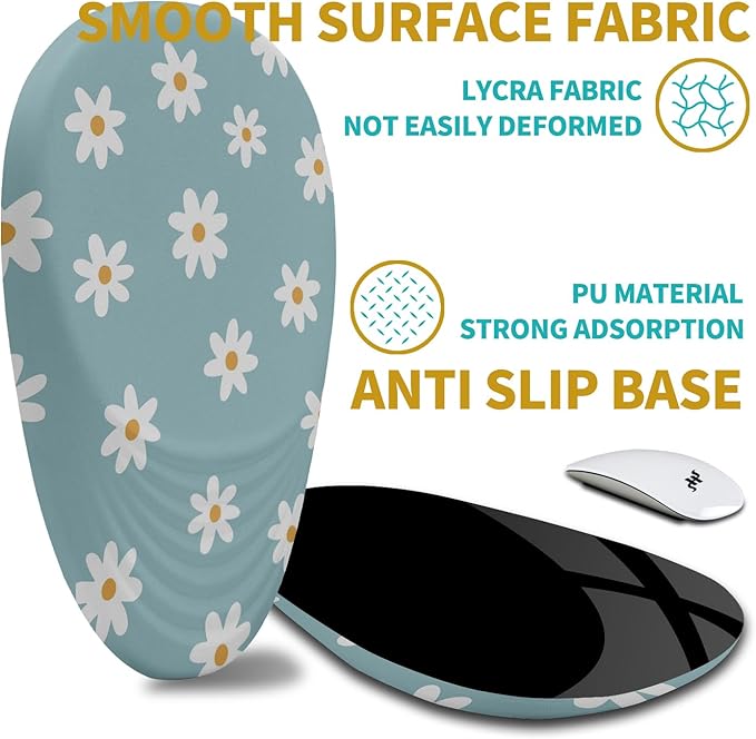 Hokafenle Ergonomic Mouse Pad Wrist Support with Stepped-Wedge Design, Wrist Rest Pain Relief Mousepad Filled with Memory Foam, Carpal Tunnel Mousepad for Wireless Mouse(12x8 inch, Little Daisy)