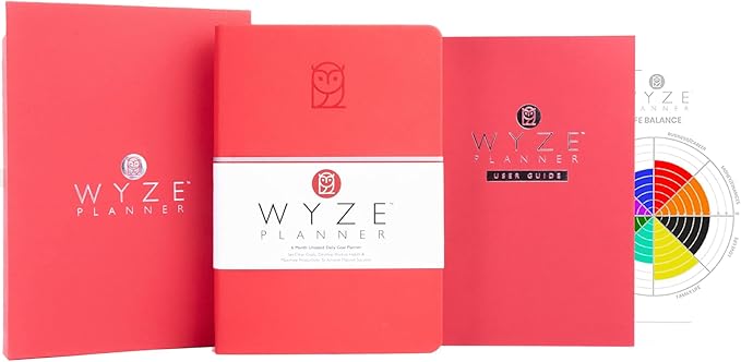 Undated Daily Planner – 6-Month A5 Productivity Organizer with Full Page Per Day, Hourly Schedule, Goal Setting, Habit Tracker, Weekly & Monthly Pages – Hardcover Time Management Notebook (Red)