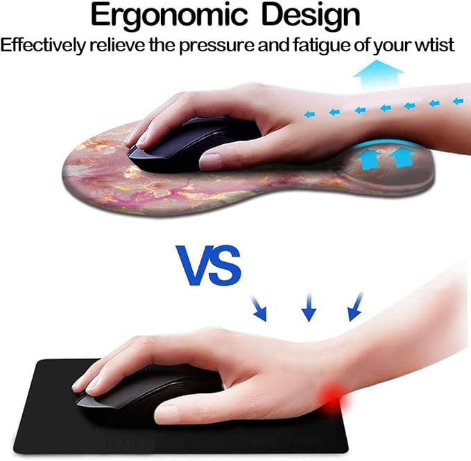 DOOKE Ergonomic Mouse Pad with Wrist Support and Coaster,Mouse Pads with Non-Slip PU Base for Home Office Working Studying Easy Typing & Pain Relief Luxury Marble