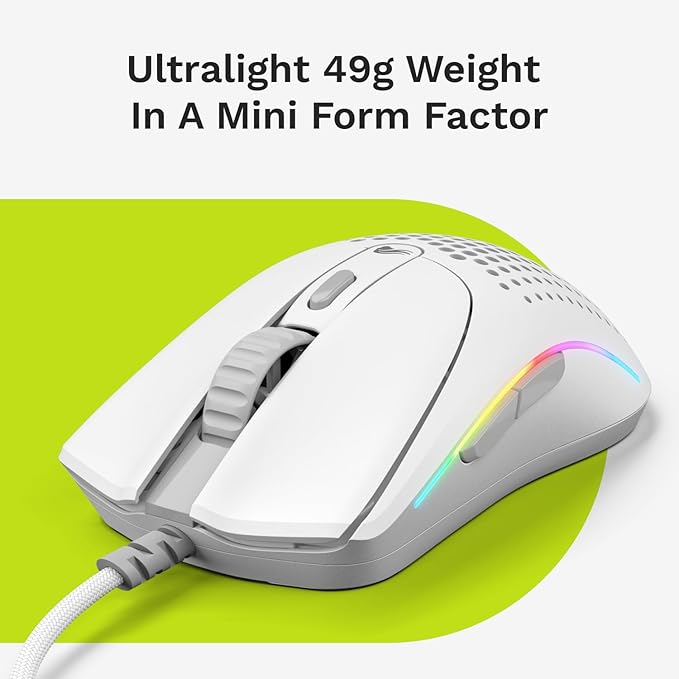 Glorious Model O 2 Mini Wired Gaming Mouse: Superlight 49g, 26K Optical Sensor, Motion Sync, 80M Clicks, 6 Programmable Buttons, Mouse for Small Hands, FPS, MMO, MOBA, Battle Royal Mouse, White
