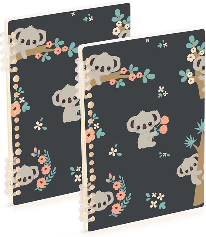 senya Spiral Notebook Ruled 2 Pcs, Koala and Flowers Journals for Study and Notes 60 Pages with Durable Hardcover