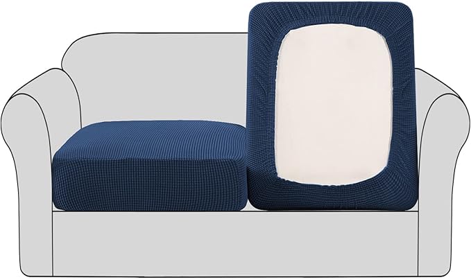 H.VERSAILTEX High Stretch Couch Cushion Covers,Chair Sofa Seat Slipcovers Couch Cushion Cover Stretch Furniture Protector for Kids, Pets(2 Packs Cushion Loveseat Covers, Navy)
