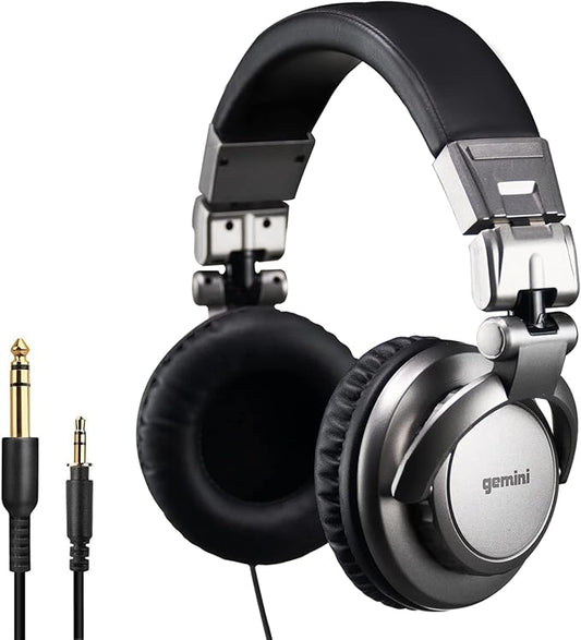 Gemini Professional Wired DJ Headphones – Over-Ear Studio Headphones for Music Production, Podcasting, Recording & Mixing – 57mm Drivers, Closed Back, 1/4” Adapter – Studio & Live Use (DJX-500)