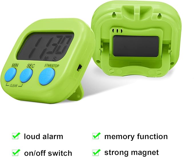 Weewooday 4 Pcs Magnetic Digital Timers for Classroom Multi Function Electronic Kitchen Timer Large Digits Countdown Stopwatch Loud Alarm for School Learning Cooking Study Work Game (4 Colors)