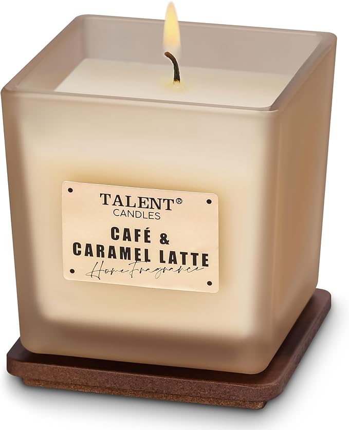 Deluxe Noble Scented Candles, Soy Candles for Home Scented, 7.05oz, Aromatherapy Candles with Lid, Cafe & Caramel Latte