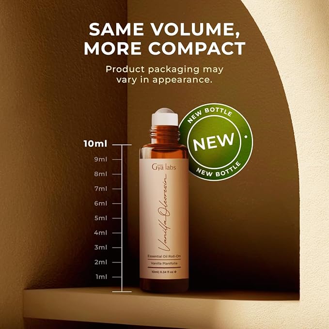 Gya Labs Vanilla Essential Oil Roll on for Skin - Self Care Roller Aromatherapy, Alcohol Free, Travel Size - 0.34 Fl Oz - 100% Pure Natural Vanilla Perfume Oil for Women