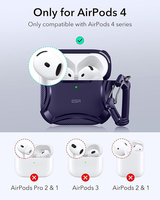 ESR for AirPods 4 Case, Compatible with AirPods 4th Generation Case (2024), Compatible with MagSafe, Powerful Drop Protection, Magnetic Lid, Cyber Series, Purple