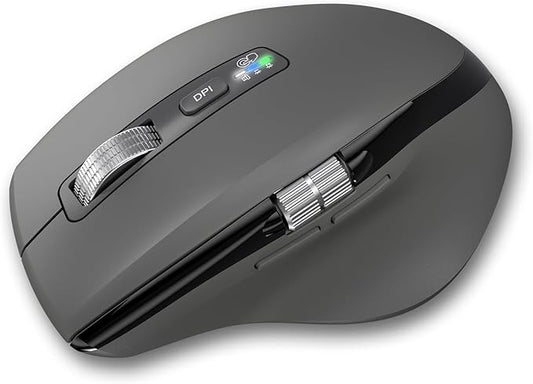Wireless Side Scroll Mouse with Multi-Device, Ergonomic Computer Mice with Smart Flying Scroll, Quiet Click for Computer, Laptop, iPad, Tablet, MacBook (Grey)