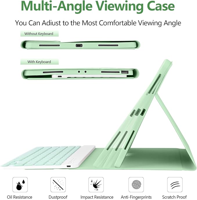 iPad Pro 12.9 inch Case with Keyboard for iPad 12.9-inch 4th/5th/3rd Generation 2020/2021/2018 with Smart Magic Wireless Keyboard - Bulit-in Pencil Holder - Auto Sleep/Wake Function, Green