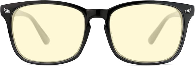 TIJN Gaming Glasses Blue Light Blocking Glasses for Women Men Nerd Eyeglasses Screen Fatigue Anti UV Glare, Black