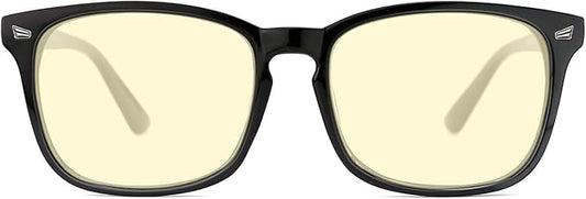 TIJN Gaming Glasses Blue Light Blocking Glasses for Women Men Nerd Eyeglasses Screen Fatigue Anti UV Glare, Black