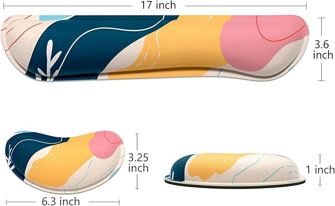 Dapesuom Enlarge Keyboard Wrist Rest, Memory Foam Wrist Cushion for Desk Mats Support, Cute Typing Pain Relief Keyboard Mouse Pad Rests Set with Non-Slip Base for Gaming Laptop Computer, Pink Abstract