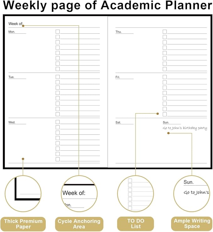 Academic Planner for 2025 2026 or Anytime – A5 Undated Weekly Student Planner For Homeschool, High School, College & Nursing Students, 200 Pages, 5.8" x 8.5", Black