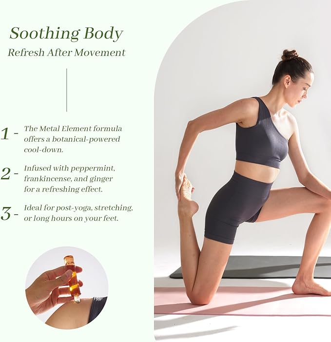 Essential Oil Blend Set – Wood & Metal Element Essential Roller for Balanced Skin & Post-Activity Recovery – Aromatherapy with Peppermint, Tuberose, Squalane – 100% Plant Care for Daily Rituals