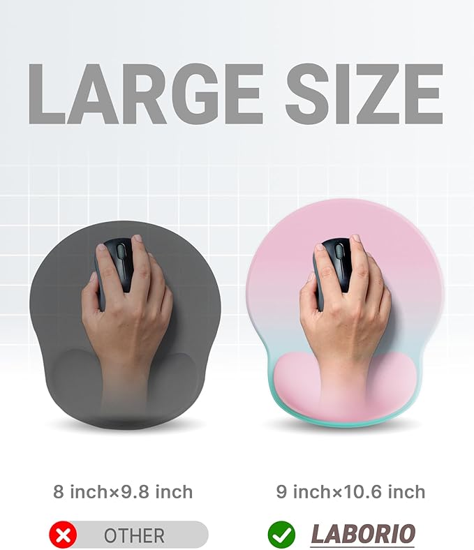 Ergonomic Mouse Pad Wrist Support, Comfortable Mouse Pad Wrist Rest, Relieve Wrist Pain Gel Mouse pad, Non-Slip Rubber Base Mousepad for Laptop, Computer(Gradient Pink Green)