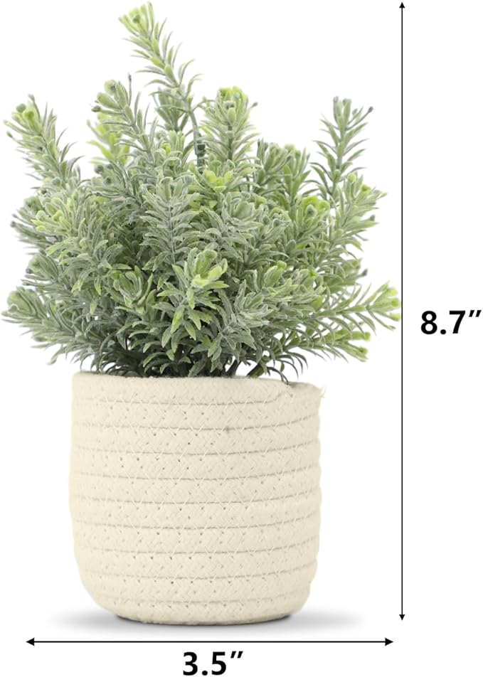 Hopewood Small Artificial Plants Eucalyptus with a Weave Basket Potted Plants for Home Office Desk Farmhouse Indoor Decor