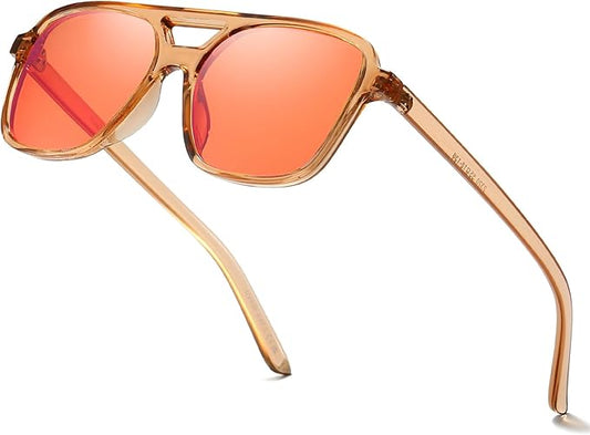 SODQW Gaming Blue Light Blocking Glasses for Men Women Reduce Eyestrain Orange Aviator Eyeglasses for Computer TV