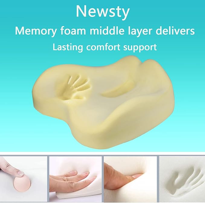 Chair Seat Cushion, Memory Foam Cushions for Office Chair, Car Seat, Airplane, Relieving Pressure Tailbone Sciatica Back Pain for Long Sitting Office Workers, Car Drivers（Grey）