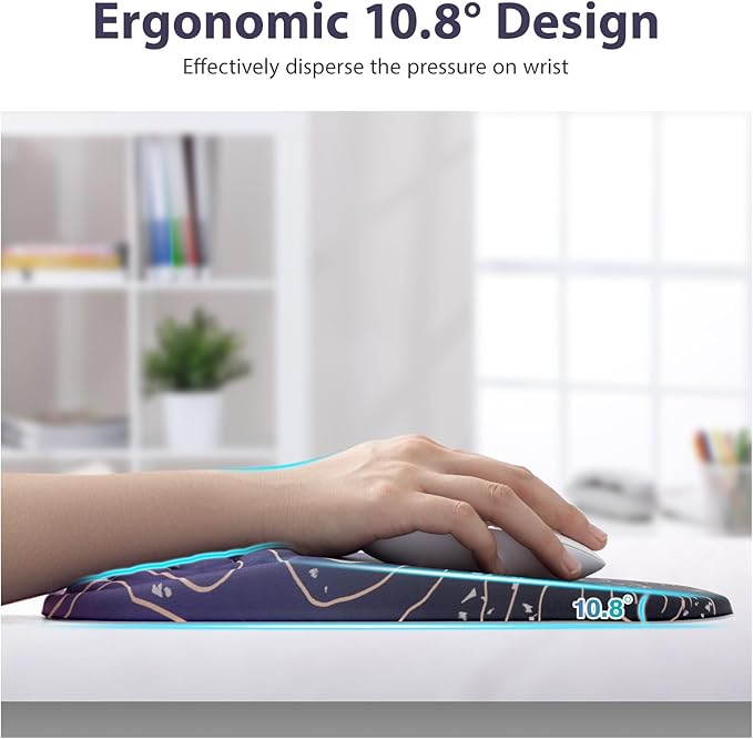 3 in 1 Ergonomic Mouse Pad and Keyboard Wrist Rest, Pad for Mouse and Keyboard Massage Design, Non-Slip Mousepad Set with Wrist Rest for Desk (Purple)