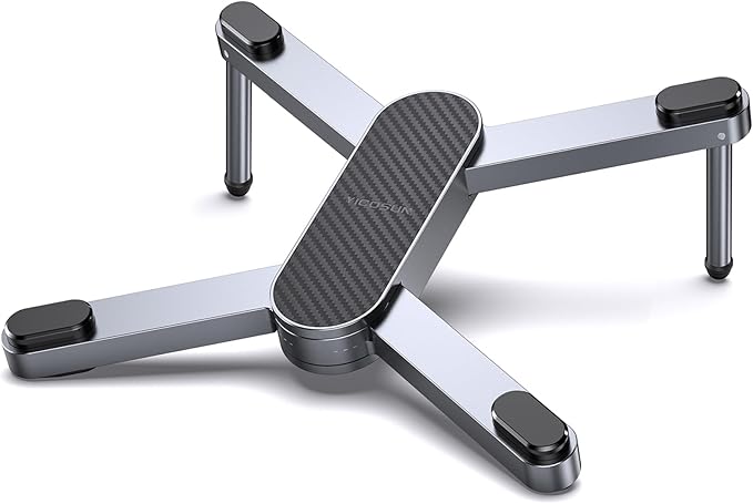 New Concept Laptop Stand - Adjustable Ergonomic Aluminum Riser for MacBook Pro/Air up to 15.6” - Foldable & Portable Computer Stand for Desk, Students, Office, Travel, Gaming - Gray