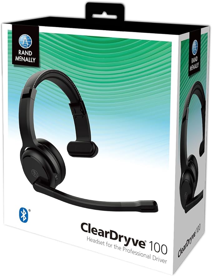Rand McNally ClearDryve 100 Premium Wireless Headset for Clear Calls with Noise Cancellation, Long Battery Life, All-Day Comfort, Black