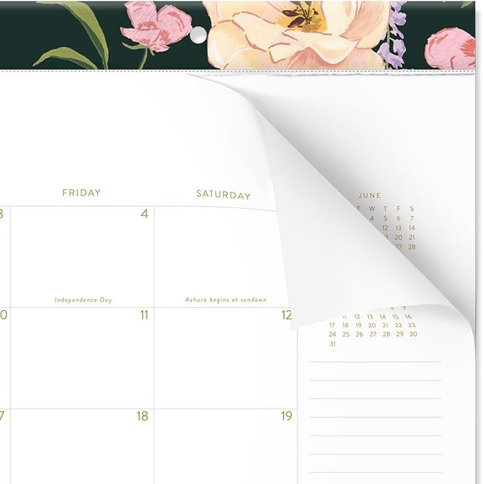 Cambridge Desk Calendar 2025-2026 Academic, Pen+Pillar, Monthly Desk Pad, 17-3/4" x 11", Compact, Tulip (PP13-705A)