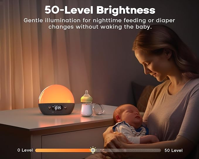 MOMILLA Sunrise Alarm Clock with Bluetooth Speaker, White Noise Sound Machine for Sleep, Clocks for Heavy Sleepers Bedrooms for Kids Adults, Wake up Light Night Lights Sunset Lamp