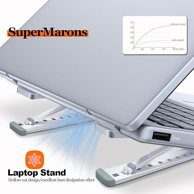 Laptop Stand for Desk,Foldable Aluminum Computer Stand Portable,Adjustable Tablet Holder, Compatible with MacBook Air Pro, Lenovo, Dell for 9.5"-15.6”