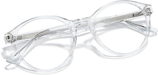 Cyxus TR90 Oversized Blue Light Blocking Glasses Women - Spring Hinge Round Frame Computer Use Anti Eye Strain 8018