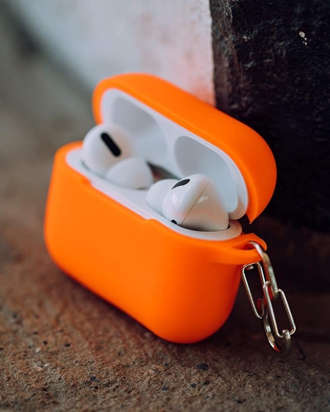Felony Case – Soft Silicone AirPods Pro Case - Neon Orange | Shockproof, 360° Protective Apple Airpods Case Cover with Keychain | Wireless Charging Compatible with Front LED Visible