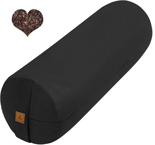 Organic Buckwheat Bolster(24X9 in) Yoga Bolster Supportive Yoga Cushion for Restorative Yoga Accessories Meditation Pillow Reading Pillow Floor Pillow Large Round Cylinder