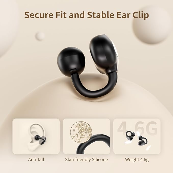 PSIER Open Ear Earbuds, 30H Playtime Bluetooth Earbuds IPX5 Waterproof Bluetooth 5.4 Ear Buds with Digital Display Comfortable Lightweight Bone Conduction Headphones for Workout Sports Running