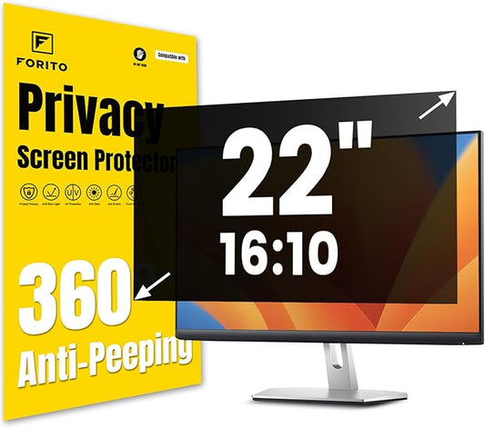 F FORITO 22 Inch 16:10 360°Privacy Screen Protector for Computer Monitor, Removable Eye Protection Anti Blue Light Anti Glare Computer Screen Privacy Shield for 22" Widescreen Monitors