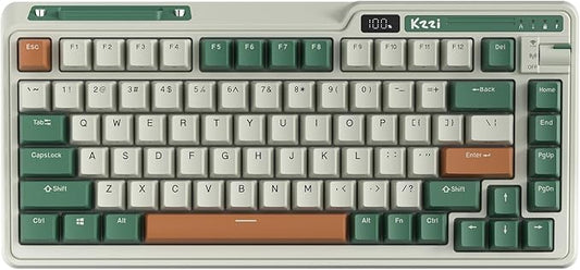 K75 PRO RGB 75% Wireless Gasket Mechanical Keyboard, Triple Mode BT 5.0/2.4G/USB-C 82 Keys Hot Swappable Gaming Keyboard w/Knob & Power Display, Custom Linear Switches, Green