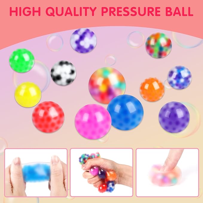 24 Pack Stress Balls, Squishy Ball, Squeeze Balls for Adults, Anti-Anxiety and Fidget Balls to Relax, Party Favors, Birthday Gifts, Goodie Bag Stuffers