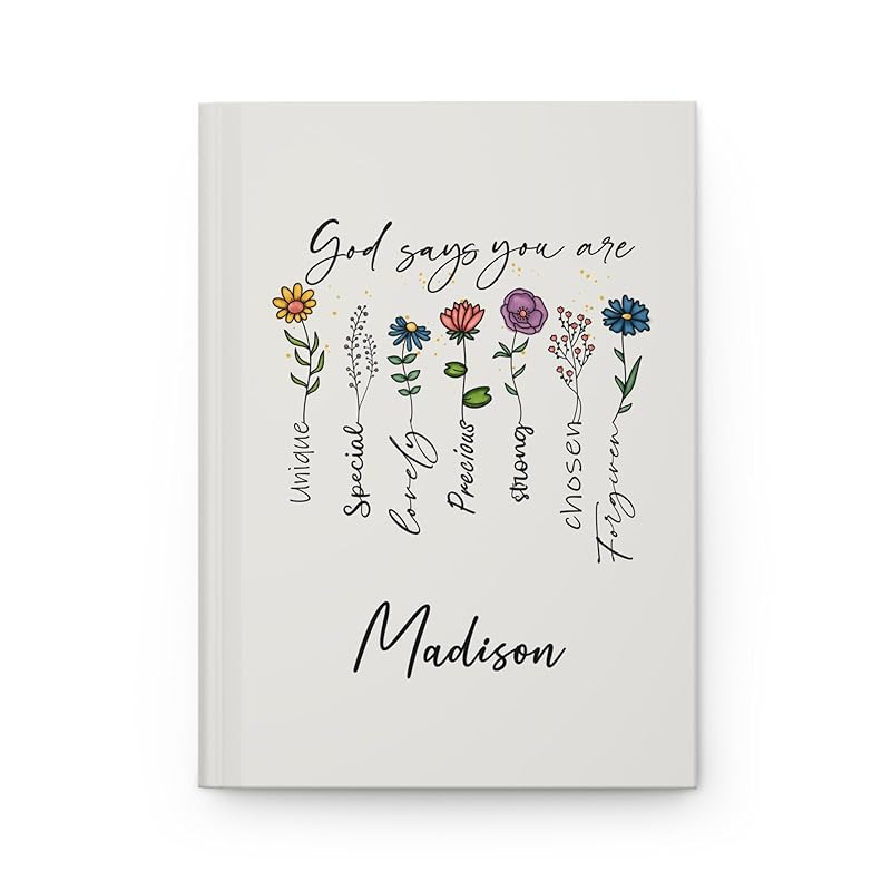 Personalized Prayer Journal for Woman or Man, Custom A5 Hardcover Notebook with Name, Religious Christian Gifts, Gratitude Journal, Devotionals for women, Bible Study Notebooks for Note Taking