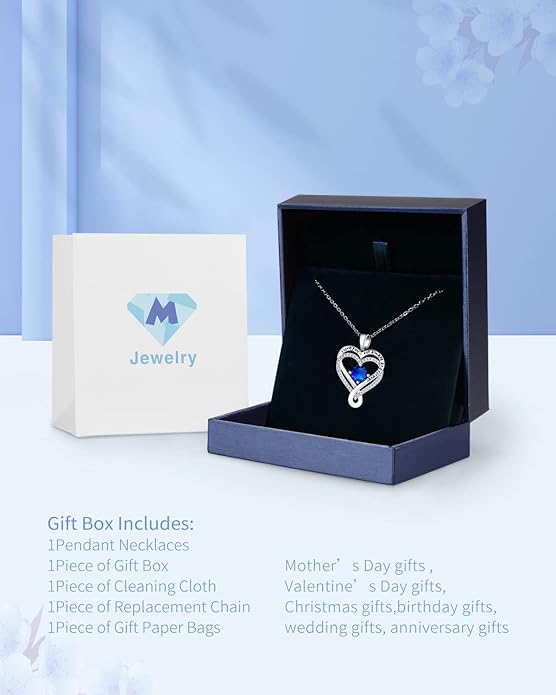 Jewelry for Women Wife Infinity Heart Birthstone I Love You Necklace S925 Anniversary Women Necklaces for Her Wife Birthday Gift Ideas, Birthday Present for Girlfriend Mom Daughter Sterling Silver
