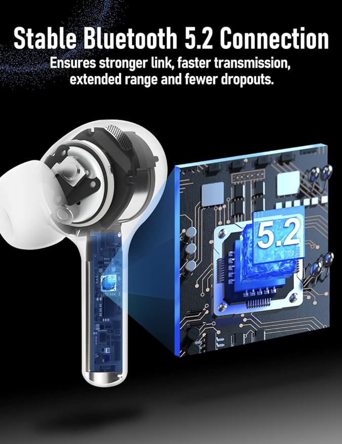 Euphony 501 Wireless Earbuds Bluetooth Headphones for iPhone and Android, Active Noise Cancelling Wireless Ear Buds (EU501)