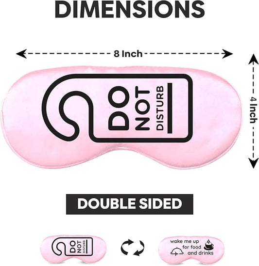 VITYA Pink Do Not Disturb/Wake Me Up Double-Sided Silk Sleep Mask for Women/Men | Sleep Mask Light Blocking | Soft Breathable Sleep Eye Mask for Traveling on Airplane | Eye Mask with Elastic Strap