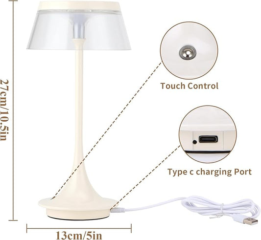 JHY DESIGN 3-Color Light Dimmable Bedside Table Lamp 10.5" H Set of 2 Nightstand Lamp Touch Control Lamp for Bedroom Living Room Indoors Outdoors(Type-C Charging)