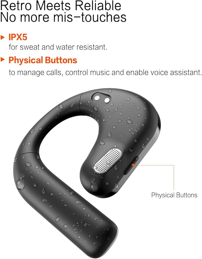 Open Ear Headphones, Dynamic Bass Boost Bluetooth 5.4 Air Conduction Wireless Earbuds w/16.2mm Large Driver, 50H Playtime, 3 EQ Modes, ENC Mic, IPX5, Lightweight Fit for Workout Running Beige