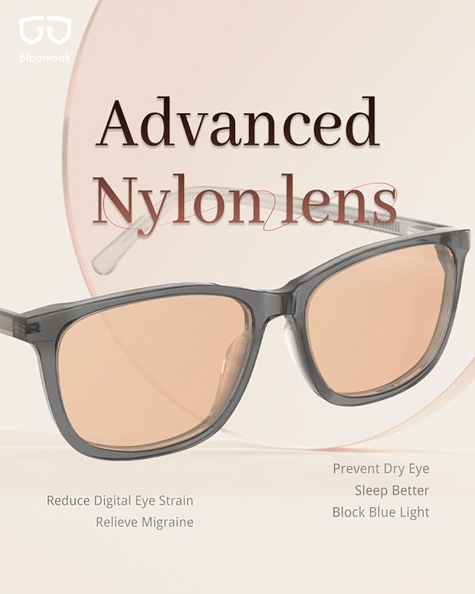 Bloomoak Rose Migraine Glasses, FL- Flex Light Sensitivity Relief Glasses for Fluorescent LED Glare,Photophobia, Eye Strain