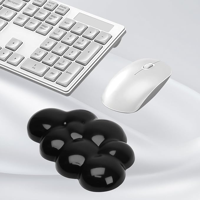 Gel Cloud Mouse Wrist Rest, Cute Wrist Support and Arm Support for Mouse Rest Typing Pain Relief，Suitable for Office/Computer/Laptop/Gaming (Transparent Black)