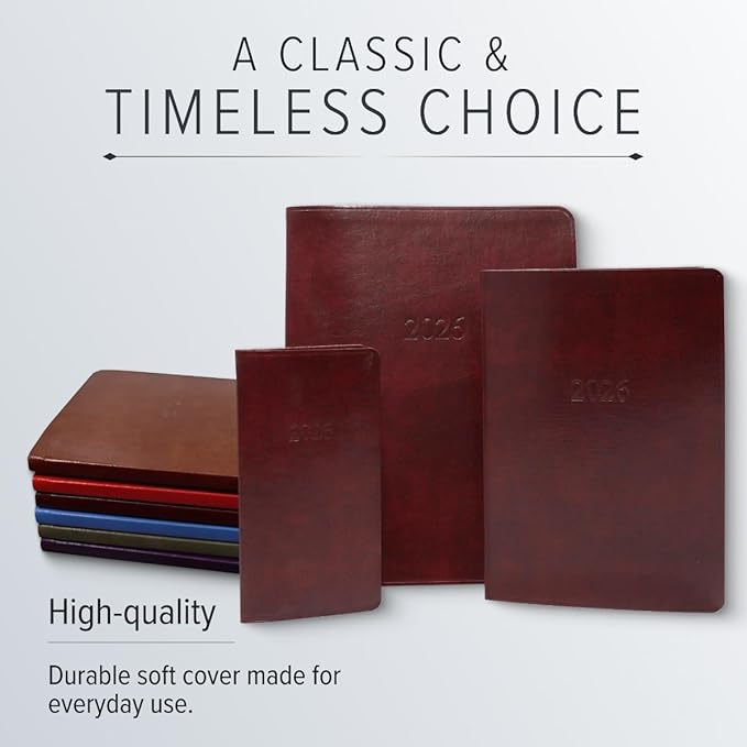 Gallery Leather Large Weekly Monthly Planner 2025-2026, Elegantly Bound Calendar Planner and Notebook with Stylish Gold-Gilded Page Edges, 12 Months - Acadia Hope - 9.75 x 7.5 "